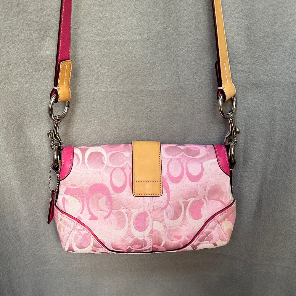 Coach 1854 Pink Signature Jacquard Buckle Flap Crossbody with Tag RARE Vintage - Picture 2 of 16